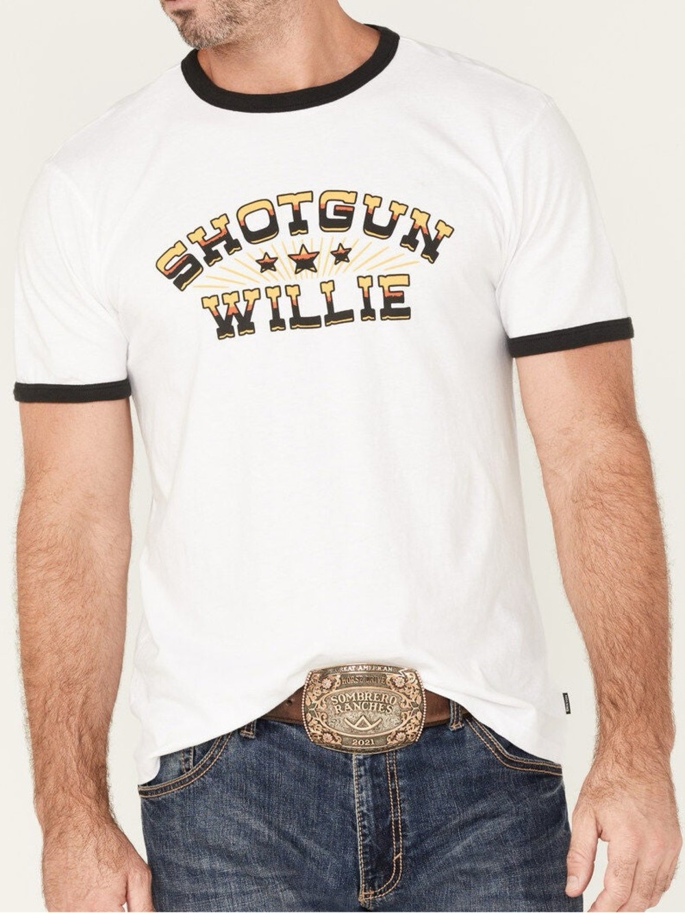 NWT Brixton x Willie Nelson Shotgun Graphic Ringer T-Shirt Size XXL